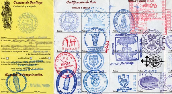 Pilgerausweis mit Stempeln